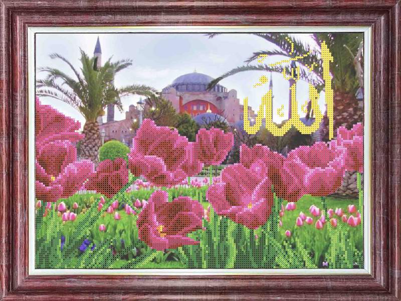 Тюльпаны у мечети Айя-Софии - Основа на габардине для вышивки бисером и крестом
